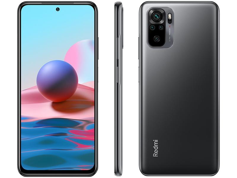 Smartphone Xiaomi Redmi Note 10 128GB Cinza 4G - 4GB RAM Tela 6,43